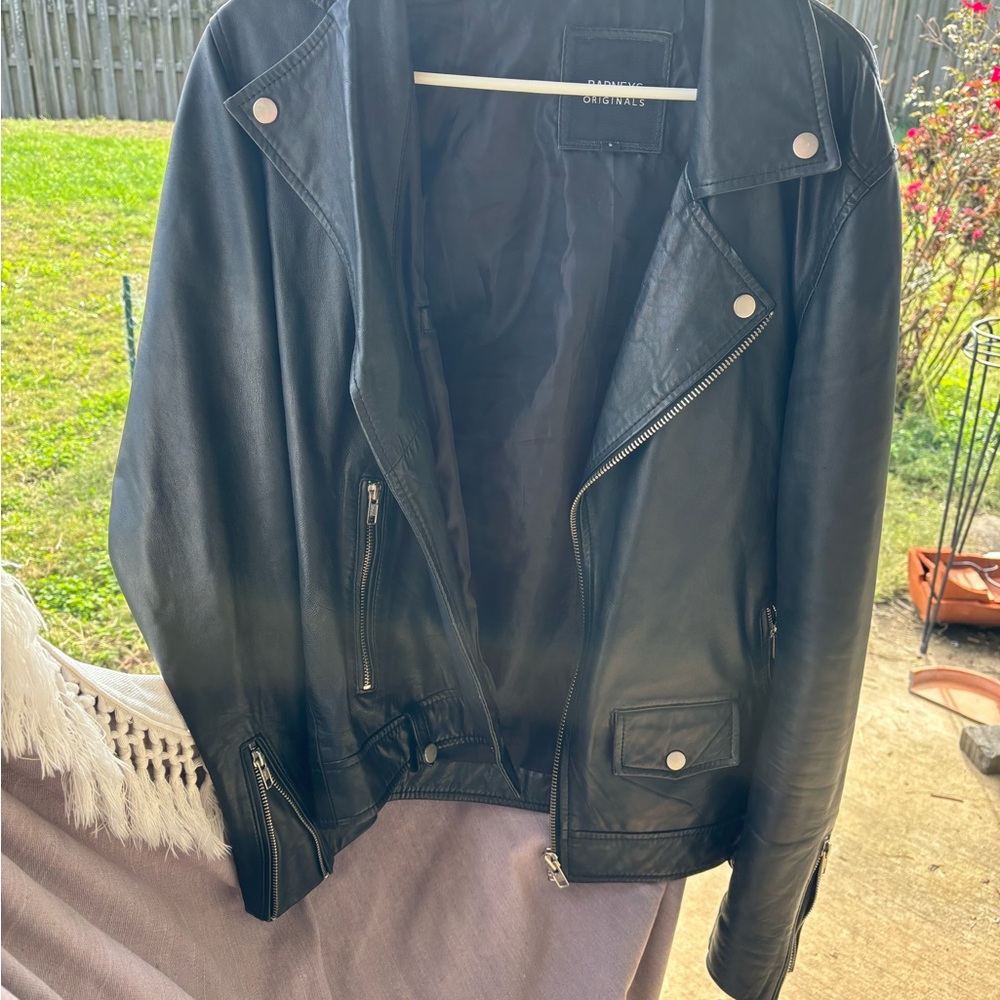 Barneys New York Black Leather Jacket